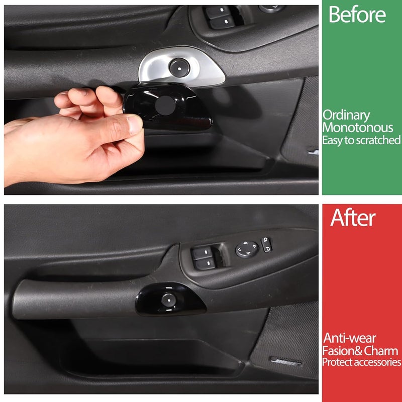 Moittellc Car Door Switch Cover Trim Compatible with Chevy Corvette C6 2005-2013, Interior Door Release Bezel Switch Button Trim Accessories (Glossy Black) - Image 2